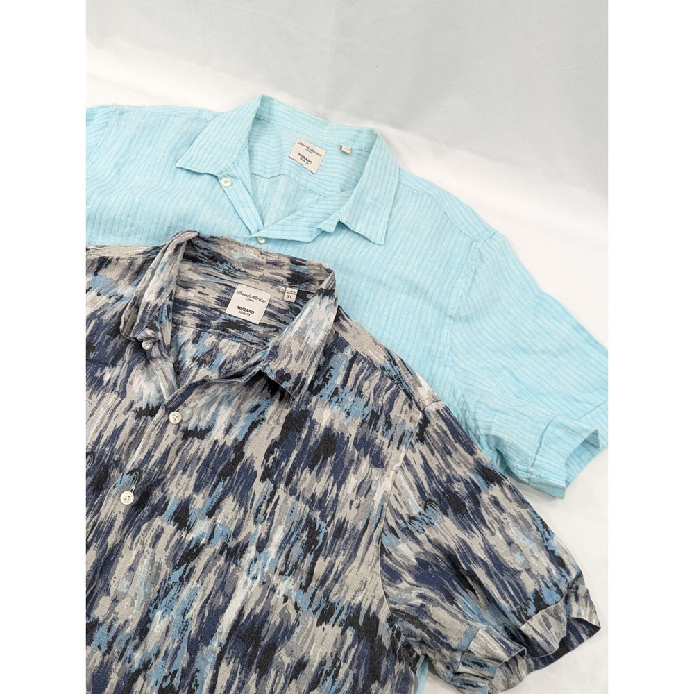 2)‎ Two Baird McNutt Linen Shirt Murano XL  Short Sleeve Button Down Beach EUC
